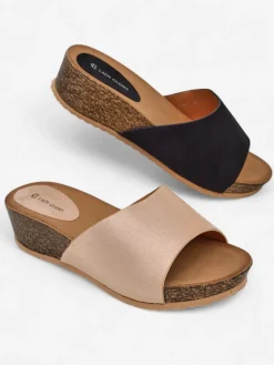 Damskie klapki na niskim koturnie Maderas Klapki Na Obcasie