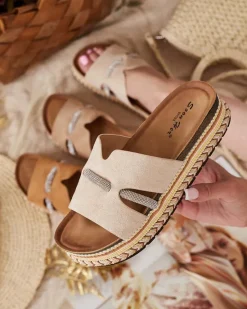 Damskie klapki z cyrkoniami Orolta Klapki Płaskie