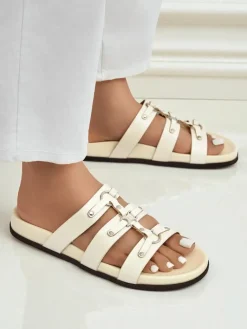 Outlet Damskie klapki w stylu rzymianek Roma Klapki Płaskie