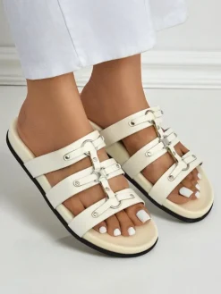 Outlet Damskie klapki w stylu rzymianek Roma Klapki Płaskie