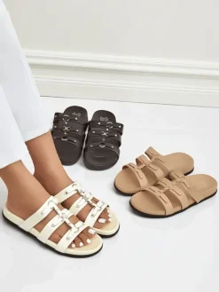 Outlet Damskie klapki w stylu rzymianek Roma Klapki Płaskie