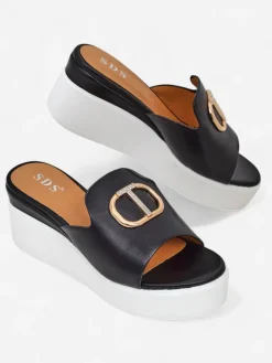 Outlet Damskie klapki na koturnie Daffin Klapki Na Obcasie