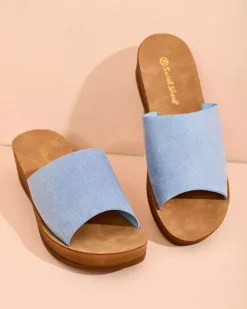 Online Damskie klapki na niskim koturnie Saffil Klapki Na Obcasie