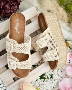 Clearance Damskie klapki na platformie Olcana Klapki Płaskie