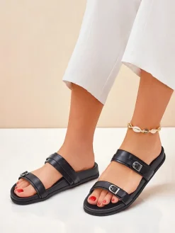 Best Damskie klapki eko skórzane EcoTwins Slides Klapki Płaskie