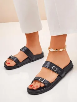 Best Damskie klapki eko skórzane EcoTwins Slides Klapki Płaskie