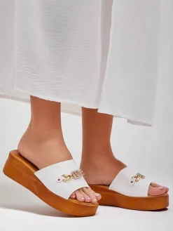 New Damskie klapki na koturnie Dalimma Klapki Na Obcasie