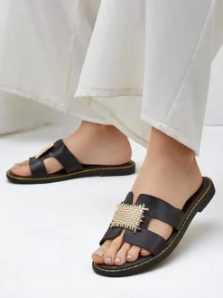 Online Damskie klapki z ozdobą Crattes Ugc|Klapki Płaskie