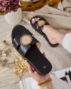 Sale Damskie klapki na platformie Emicia Klapki Płaskie