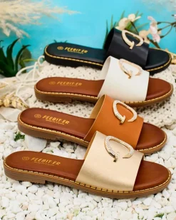 New Damskie klapki na płaskiej podeszwie Omerta Klapki Płaskie