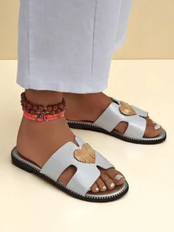 Sale Damskie klapki na płaskiej podeszwie Heart Chic Klapki Płaskie