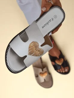 Sale Damskie klapki na płaskiej podeszwie Heart Chic Klapki Płaskie