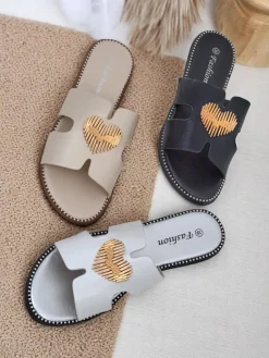 Sale Damskie klapki na płaskiej podeszwie Heart Chic Klapki Płaskie