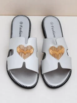 Sale Damskie klapki na płaskiej podeszwie Heart Chic Klapki Płaskie