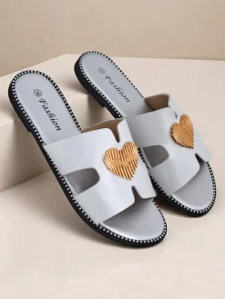 Sale Damskie klapki na płaskiej podeszwie Heart Chic Klapki Płaskie