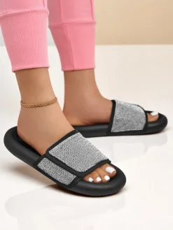 Best Damskie klapki na płaskiej podeszwie Sparkle Step Klapki Płaskie