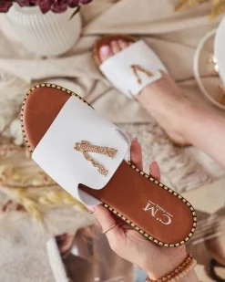 Outlet Damskie klapki z eko skóry Cemenna Klapki Płaskie