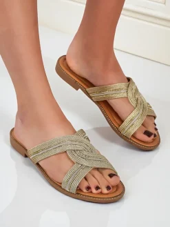 Best Damskie klapki plecione Woven Breeze Klapki Płaskie