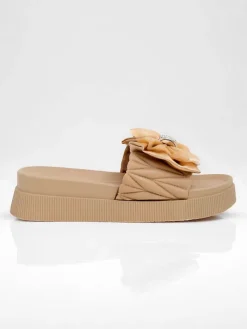 Clearance Damskie klapki na platformie z kokardką Sento Pace Klapki Płaskie