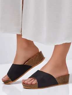 Online Damskie klapki na niskim koturnie Maderas Klapki Na Obcasie