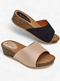 Online Damskie klapki na niskim koturnie Maderas Klapki Na Obcasie