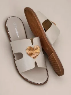 Outlet Damskie klapki na płaskiej podeszwie Heart Chic Klapki Płaskie