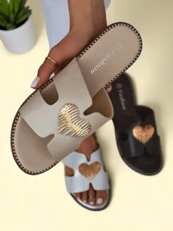 Outlet Damskie klapki na płaskiej podeszwie Heart Chic Klapki Płaskie