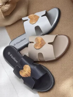 Outlet Damskie klapki na płaskiej podeszwie Heart Chic Klapki Płaskie