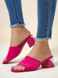 New Damskie klapki na ozdobnym obcasie Vollatie Klapki Na Obcasie