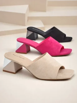 New Damskie klapki na ozdobnym obcasie Vollatie Klapki Na Obcasie