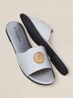 New Damskie klapki na płaskiej podeszwie Golden Slip Klapki Płaskie