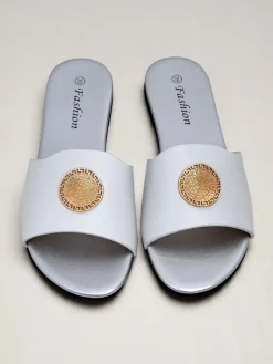 New Damskie klapki na płaskiej podeszwie Golden Slip Klapki Płaskie