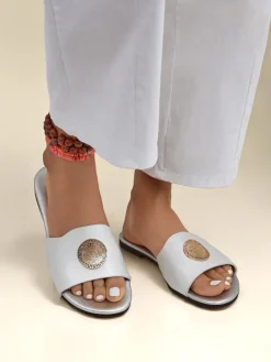 New Damskie klapki na płaskiej podeszwie Golden Slip Klapki Płaskie