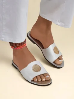 New Damskie klapki na płaskiej podeszwie Golden Slip Klapki Płaskie