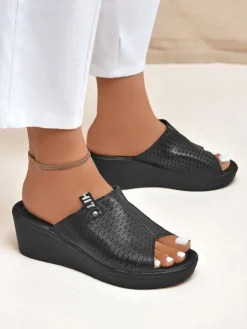 New Damskie klapki na koturnie Luna Wedge Klapki Na Obcasie