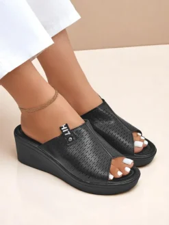 New Damskie klapki na koturnie Luna Wedge Klapki Na Obcasie