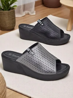 New Damskie klapki na koturnie Luna Wedge Klapki Na Obcasie