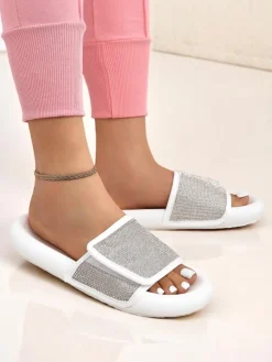 Best Damskie klapki na płaskiej podeszwie Sparkle Step Klapki Płaskie