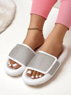 Best Damskie klapki na płaskiej podeszwie Sparkle Step Klapki Płaskie