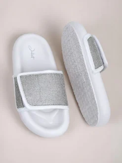 Best Damskie klapki na płaskiej podeszwie Sparkle Step Klapki Płaskie