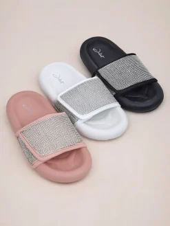 Best Damskie klapki na płaskiej podeszwie Sparkle Step Klapki Płaskie