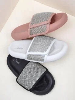 Best Damskie klapki na płaskiej podeszwie Sparkle Step Klapki Płaskie