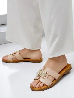 Damskie klapki z ozdobą Crattes Klapki Płaskie