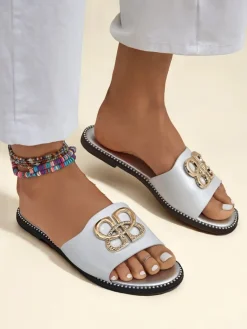 Damskie klapki na płaskiej podeszwie Aura Gold Klapki Płaskie