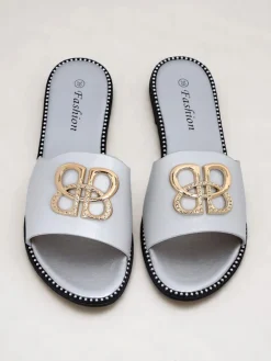 Damskie klapki na płaskiej podeszwie Aura Gold Klapki Płaskie