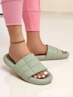 Sale Damskie klapki na płaskiej podeszwie Quilt Walk Klapki Płaskie