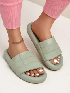 Sale Damskie klapki na płaskiej podeszwie Quilt Walk Klapki Płaskie