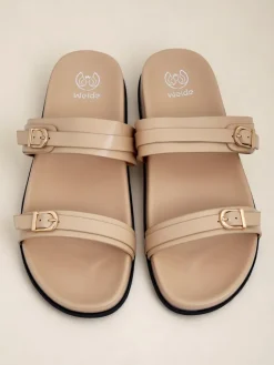 New Damskie klapki eko skórzane EcoTwins Slides Klapki Płaskie