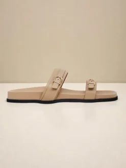 New Damskie klapki eko skórzane EcoTwins Slides Klapki Płaskie