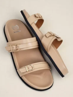 New Damskie klapki eko skórzane EcoTwins Slides Klapki Płaskie